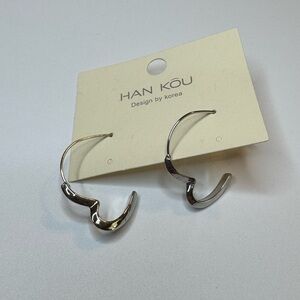 Silver Heart Huggie Earrings
